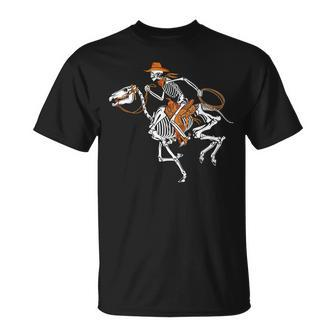 Skeleton Cowboy Riding Horse Halloween Rider Costume V5 T-shirt - Thegiftio UK