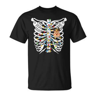 Skeleton Deer Heart Rib Cage X-Ray Adult Christmas T-shirt - Thegiftio UK