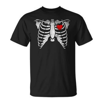 Skeleton Heart Rib Cage X-Ray Adult Halloween T-shirt - Thegiftio UK