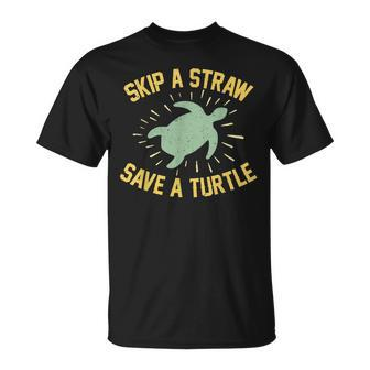 Skip A Straw Save A Turtle Reduce Reuse Recycle Earth Day T-Shirt - Seseable