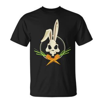 Skull Rabbit Crossbones Carrots Easter Day Emo Bunny Goth T-shirt - Thegiftio UK