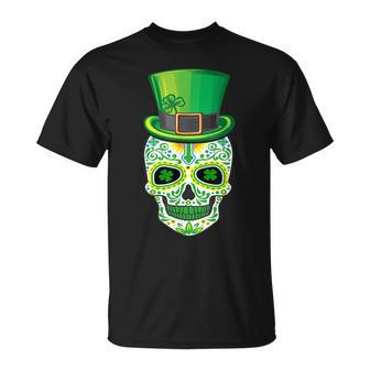 Skull St Patricks Day Irish Saint Patricks Day Of Dead T-Shirt - Seseable