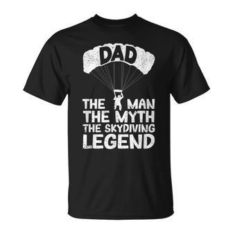 Skydiver Base Jump Dad T-Shirt - Der Mann, Mythos, Fallschirmlegende - Seseable