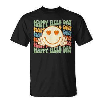 Smile Face Happy Field Day Retro Groovy Field Day 23 Hippie Unisex T-Shirt | Mazezy