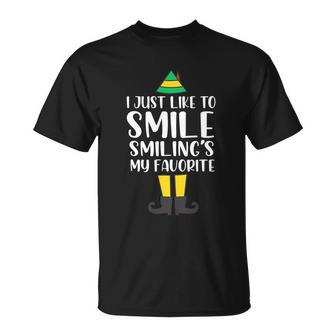 Smiling Is My Favorite Christmas Elf Buddy Unisex T-Shirt - Monsterry DE