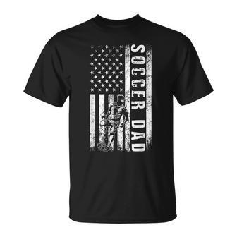 Soccer Dad Usa Flag Soccer Team Fan Daddy Fathers Day T-Shirt - Seseable