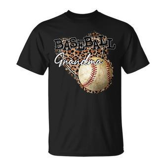 Softball Baseball Grandma Leopard Mothers Day Unisex T-Shirt | Mazezy AU