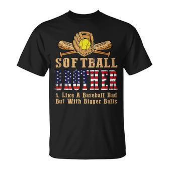 Softball Brother Like A Baseball Dad Us Flag Fathers Day T-shirt - Thegiftio UK