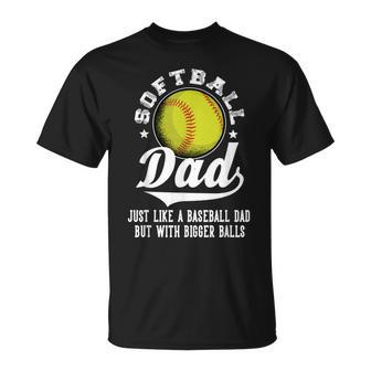Softball Dad Like A Baseball Dad With Bigger Balls Softball T-Shirt - Seseable
