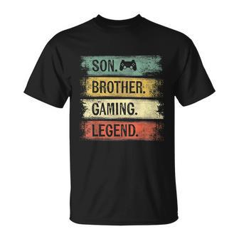 Son Brother Gaming Legend Vintage Gift For Gamer Teen Boys Unisex T-Shirt - Monsterry UK