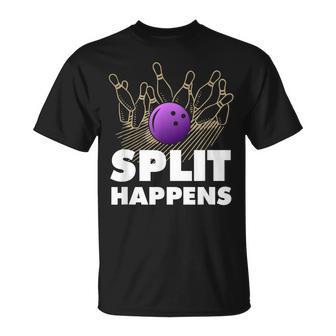 Split Happens I Bowling Kegeln Pin Kugel Kegelverein T-Shirt - Seseable