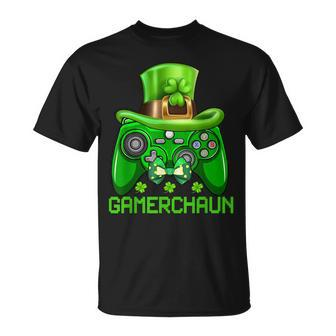 St Patricks Day Leprechaun Gaming Video Gamer Kids Boys Men T-Shirt - Seseable
