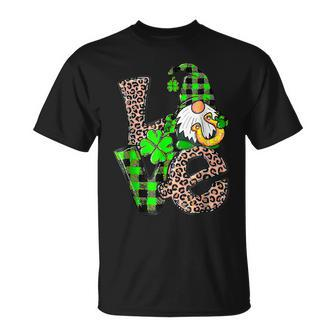 St Patricks Day Love Gnomes Shamrock Horseshoe Irish Gnome T-Shirt - Seseable