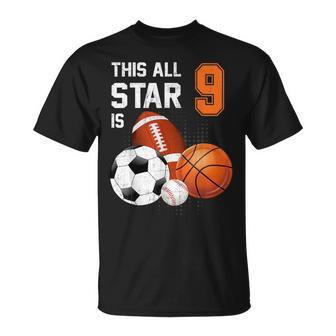This All Star Is 9 Years Old Kid 9Th Birthday Sport T-shirt - Thegiftio