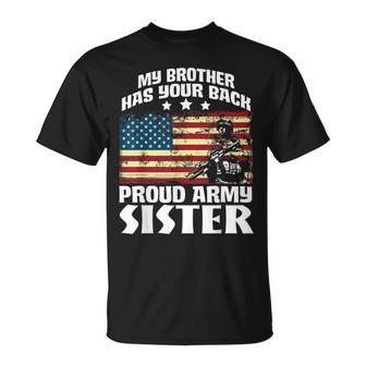 Stars Flag My Brother Has Your Back Proud Army SisterT-shirt - Seseable