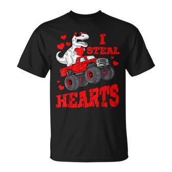 I Steal Hearts Dinosaur Valentines Day For Baby Boys Toddler V2 T-Shirt - Seseable
