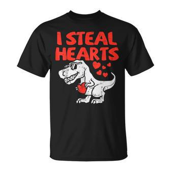 I Steal Hearts Trex Dino Baby Boy Valentines Day Toddler T-Shirt - Seseable