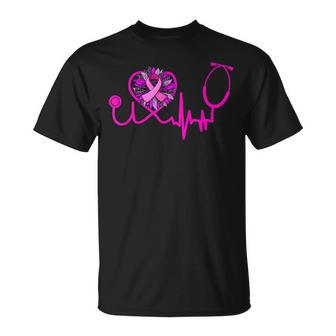 Stethoscope Pink Ribbon Breast Cancer Awareness Nurse Cute T-shirt - Thegiftio UK