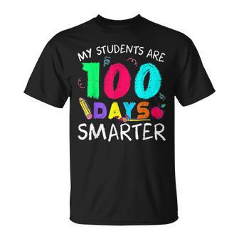 My Students Are 100 Days Smarter 100Th Day Of School Teacher V3 T-Shirt - Seseable