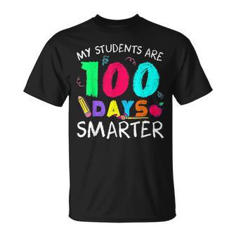 My Students Are 100 Days Smarter 100Th Day Of School Teacher V4 T-Shirt - Seseable