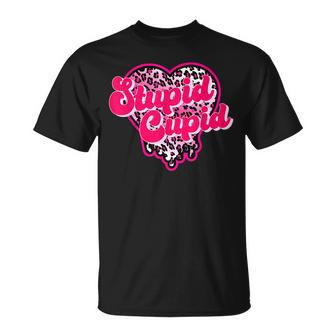 Stupid Cupid Anti Valentine Groovy Valentine Checker Heart T-Shirt - Seseable