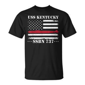 Submariner Uss Kentucky Ssbn737 Us Flag Veteran Submarine T-Shirt - Seseable