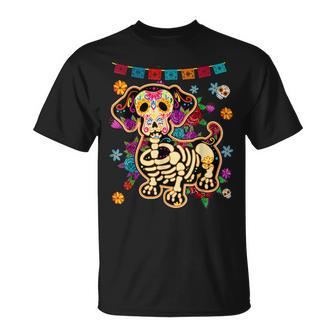 Sugar Skull Mexican Dachshund Bone Halloween Day Of Dead T-shirt - Thegiftio UK