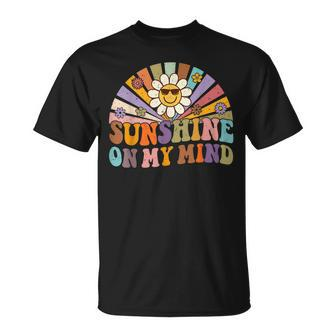 Sunshine On My Mind Retro Groovy Summer Vacation Trip Unisex T-Shirt | Mazezy