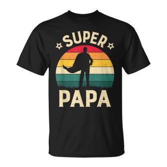 Mens Super Papa Vintage Daddy Dad Papa Fathers Day T-Shirt - Seseable