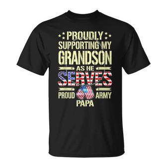 Mens Supporting My Grandson As He Serves - Proud Army Papa T-shirt - Seseable