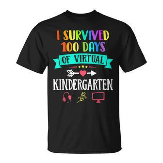 I Survived 100 Days Of Virtual Kindergarten Teacher Kid T-Shirt - Seseable