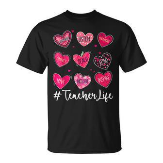Sweet Hearts Teach Love Inspire Valentines Day Teacher Life T-Shirt - Seseable