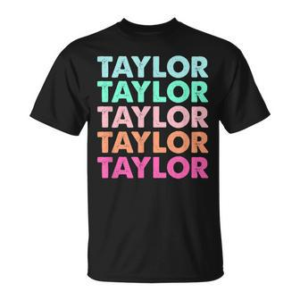 Swiftie Merch Funny Modern Repeated Text First Name Taylor Unisex T-Shirt | Mazezy