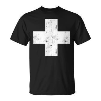 Swiss Vintage Cross Flag Switzerland Unisex T-Shirt | Mazezy