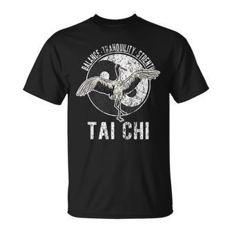 Tai Chi Crane Chinese Martial Arts Yin Yang Retro Vintage T-Shirt - Seseable
