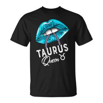Taurus Queen Lips & Chain Zodiac Astrology Womens Gift For Womens Unisex T-Shirt | Mazezy