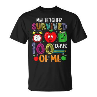 My Teacher Survived 100 Days Of Me Kids Teacher Cute T-Shirt - Seseable