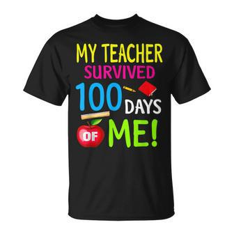 My Teacher Survived 100 Days Of Me 100 School Days 2 T-Shirt - Seseable