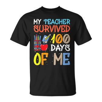 My Teacher Survived 100 Days Of Me School Boys Girls T-Shirt - Seseable