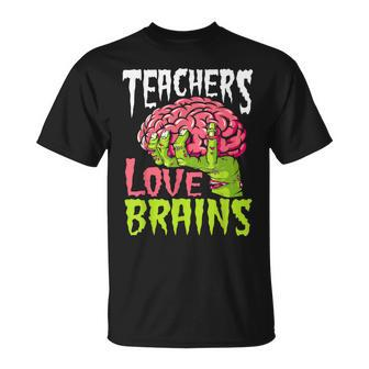 Teachers Love Brains Zombie Teacher Halloween Zombies T-shirt - Thegiftio UK