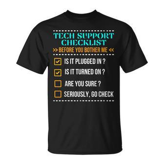 Tech Support Checklist Helpdesk It Guys Computer Geek T-shirt - Seseable