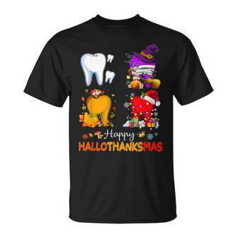 Th Hallothanksmas Halloween Thanksgiving Christmas Dental T-shirt - Thegiftio UK