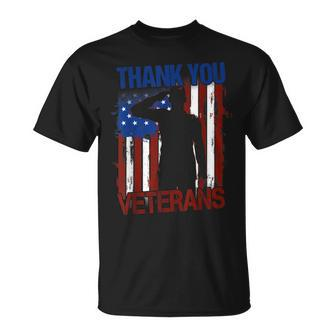 Thank You Veterans Service Patriot Veteran Day American Flag V3 T-shirt - Thegiftio UK