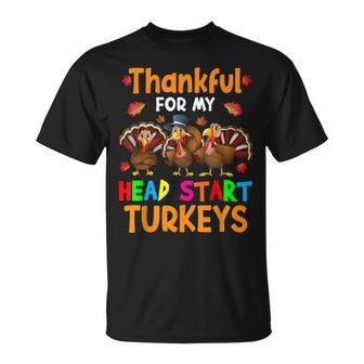 Thankful For My Head Start Turkeys Cute Thanksgiving Teacher T-shirt - Thegiftio UK