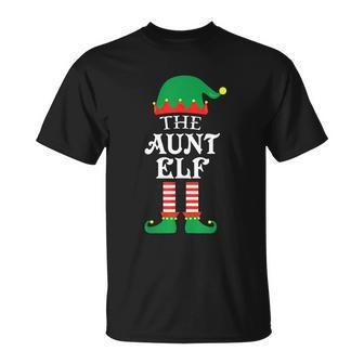 The Aunt Elf Matching Family Group Christmas Pajama Unisex T-Shirt - Monsterry DE