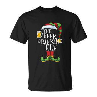 The Beer Drinking Elf Family Matching Christmas Funny Pajama Unisex T-Shirt - Monsterry DE