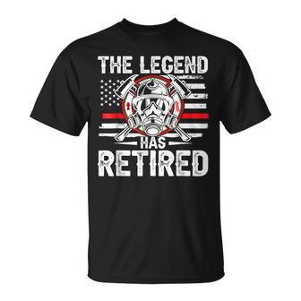 The Legend Has Retired Fireman American Flag Usa Firefighter Unisex T-Shirt - Seseable
