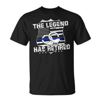 The Legend Has Retired Police Officer American Flag Unisex T-Shirt - Seseable
