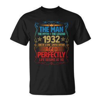 The Man Myth Legend 1932 Aged Perfectly 90Th Birthday Unisex T-Shirt - Monsterry CA