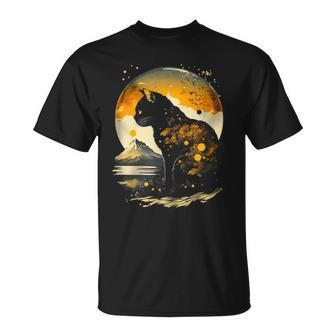 The Moon The Night & Black Cat Love Cat Mom Cat Dad Vintage Unisex T-Shirt